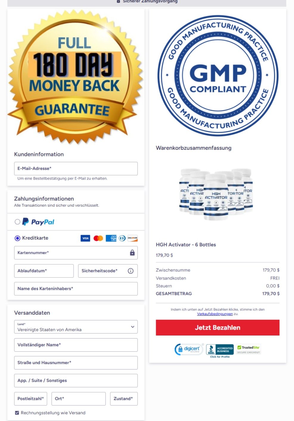 Secure payment HGH Activator checkout